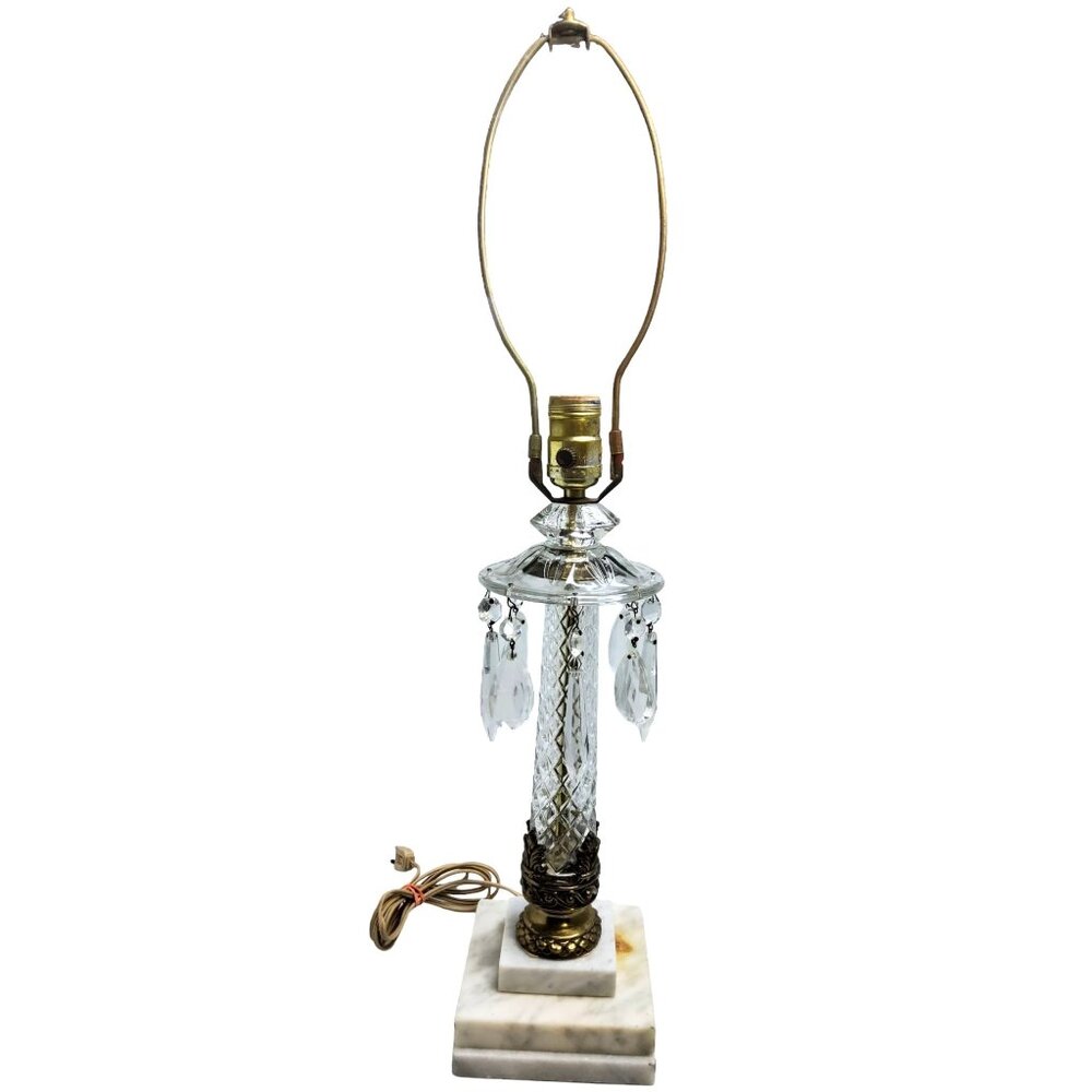 vintage 1950s stunning marble, chrystal, brass fleur-de-lis french design table